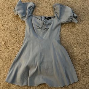 Adorable blue mini puffed sleeve dress
